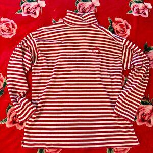 Vintage Charter Club by Jane Justin Red White Striped Turtleneck Long Sleeve